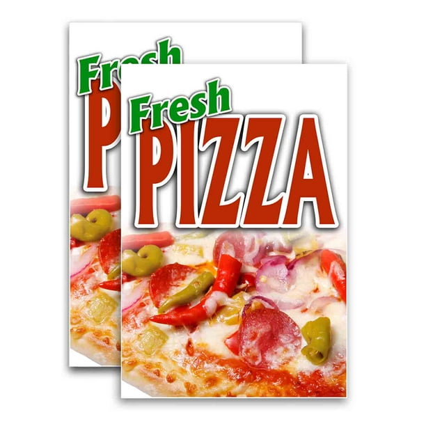 2 24" PEPPERONI PIZZA Huge Decal Sticker set for Delivery Shop Window Car Sign